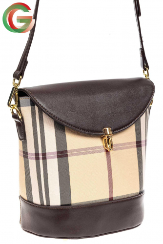 Женская сумка из кожзама сумка с клапаном, цвет коричневый