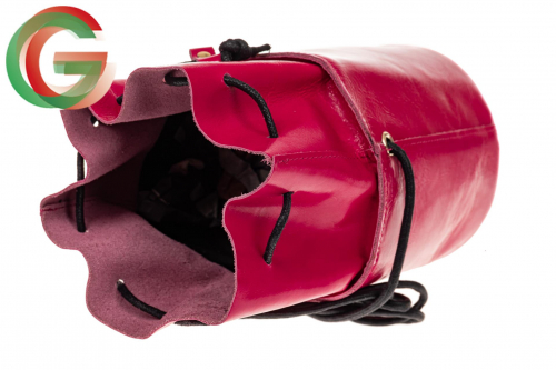 Эффектная мини-торба из натуральной кожи, цвет розовый