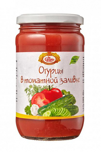 Огурцы маринованные в томатной заливке  360 гр.    NEW