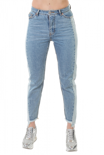 Модные женские джинсы Monki – комби-пошив, бахрома, длина 7/8 №319
