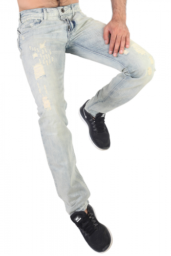 Клубные мужские джинсы с потёртостями – классика «5 карманов» №286