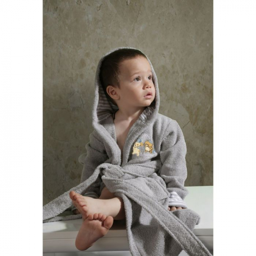 Халат детский махровый с капюшоном Teeny, 2-3 года, цвет серый 912/5