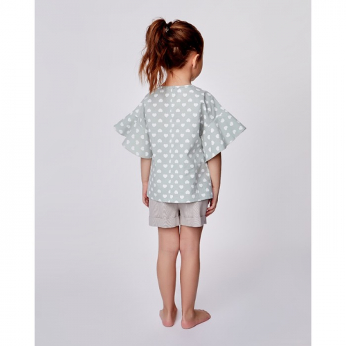 Блузка для девочки MINAKU: cotton collection romantic цвет зелёный/белый, рост 92