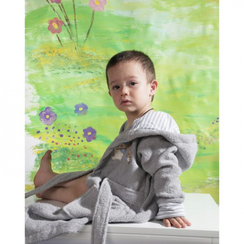 Халат детский махровый с капюшоном Teeny, 2-3 года, цвет серый 912/5
