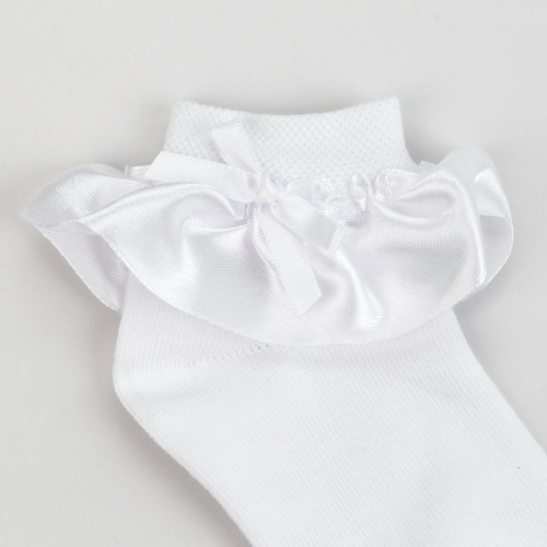 Носки детские с атласной лентой цвет белый, р-р 16-18