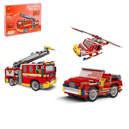 Конструктор «Пожарная команда», 3 варианта сборки, 832 детали
