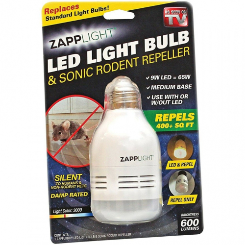 Лампочка - отпугиватель насекомых Zapplight LED Light Bulb & Sonic Rodent Repeller