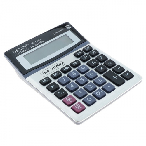 Настольный 12-разрядный калькулятор с двойным питанием и большим дисплеем DM-1200V