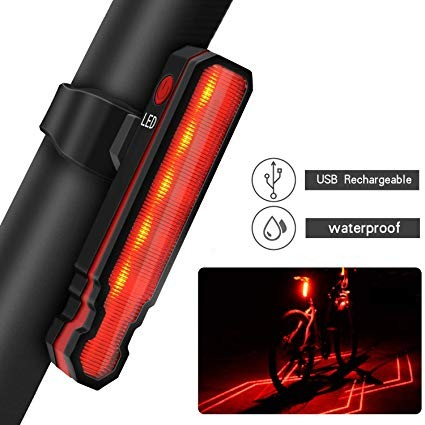 Задняя велосипедная фара Bicycle Laser Polyline Tail Light LD-51, USB