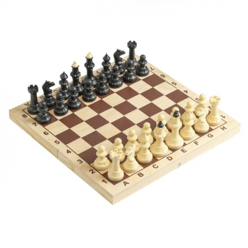 Шахматы, доска дерево 30 х 30 см, фигуры пластик, король h=10.2 см, пешка 3 см