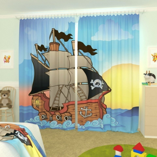 Детские фотошторы Пиратский корабль