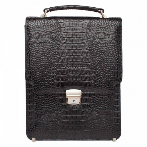 Портфель вертикальный Gilbert Black Caiman