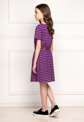 Платье в полоску для девочки, цвет фиолетовый