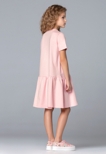 Платье из футера для девочки, цвет розовый