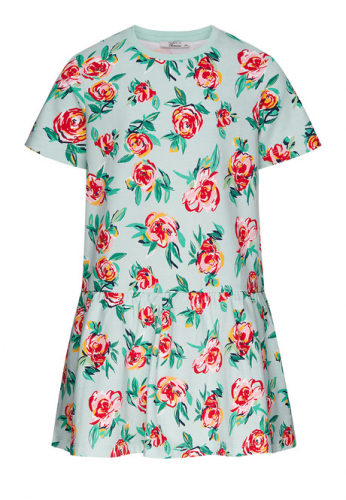 Платье из футера с флоральным принтом для девочки, мультицвет