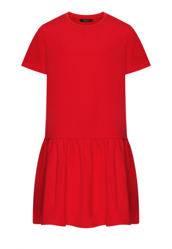 Платье из футера для девочки, цвет красный