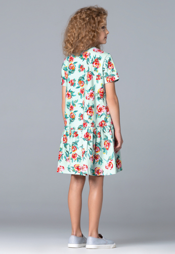 Платье из футера с флоральным принтом для девочки, мультицвет