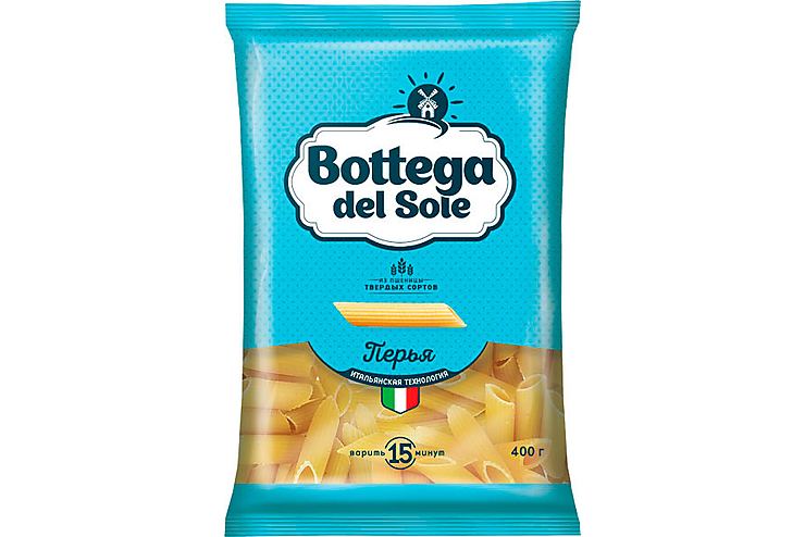 «Bottega del Sole», макаронные изделия «Перья», 400 г