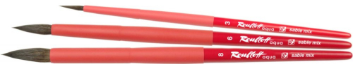 Кисть Roubloff aqua соболь-микс  круглая № 6  ручка коротк. красная/ покрытие обоймы soft-touch
