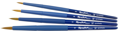 Кисть Roubloff aqua синтетика коричневая круглая № 3 ручка коротк. синяя  покрытие обоймы soft-touch