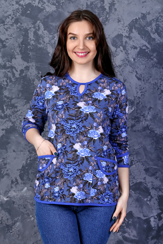 Блузка М.138-с Таня (Синие цветы)