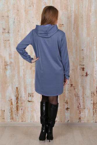 Платье-свитшот с капюшоном П 249 (Серо-голубой)
