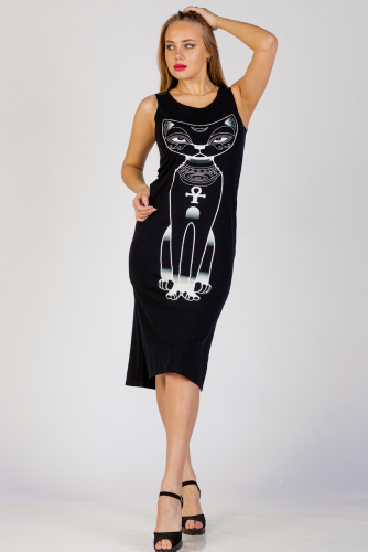 Платье-туника П 275 (Черная кошка)