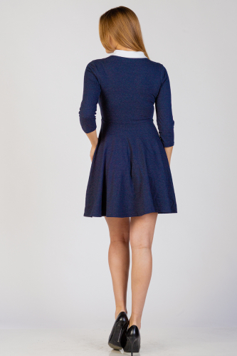 Платье с воротником П 027 (Синий меланж)