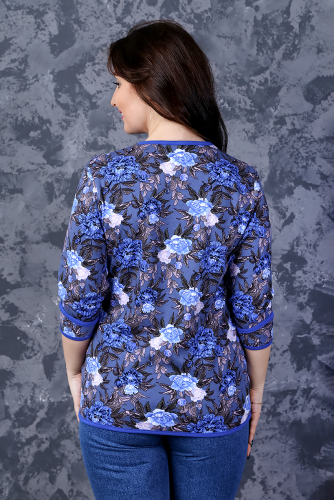Блузка М.138-с Таня (Синие цветы)