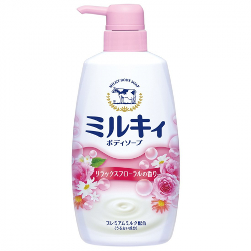 COW Мilky Body Soap Жидкое молочное мыло для тела с маслом ши и ароматом цветов, 550мл. 1/12