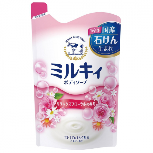 COW Мilky Body Soap Жидкое молочное мыло для тела, с маслом ши и ароматом цветов, мягкая упаковка, 400мл. 1/16