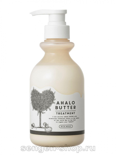 AHALO BUTTER Treatment Rich Moist Восстанавливающий бальзам-ополаскиватель с тропическими маслами, йогуртом и медом (без сульфатов) 500 мл, 1/18