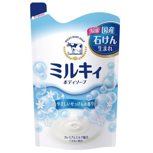 COW Мilky Body Soap Жидкое увлажняющее молочное мыло для тела, с ароматом цветочного мыла, мягкая упаковка, 400мл. 1/16