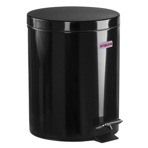 Ведро-контейнер для мусора (урна) с педалью ЛАЙМА “Classic“, 5 л, черное, глянцевое, металл, со съемным внутренним ведром, 604943