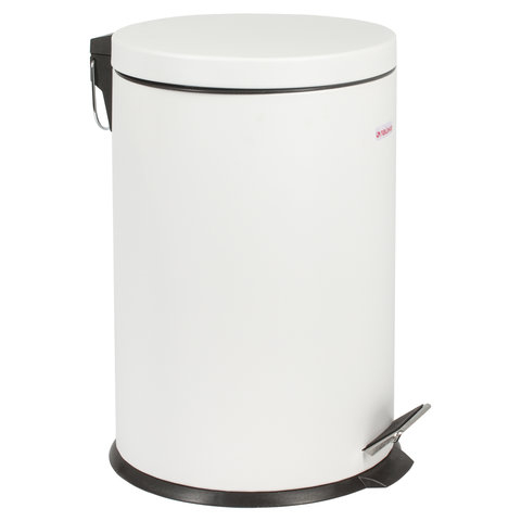 Ведро-контейнер для мусора (урна) с педалью ЛАЙМА “Classic“, 20 л, белое, глянцевое, металл, со съемным внутренним ведром, 604949
