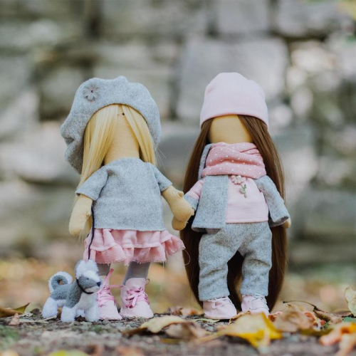 Интерьерные куклы «Подружки Вики и Ники- на прогулку» набор для шитья, 15,6 × 22.4 × 5.2 см    47167