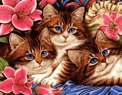 Три кота в цветах