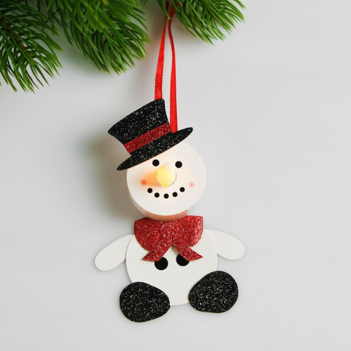 Набор для создания новогодней подвески со светом «Снеговик в шляпе»