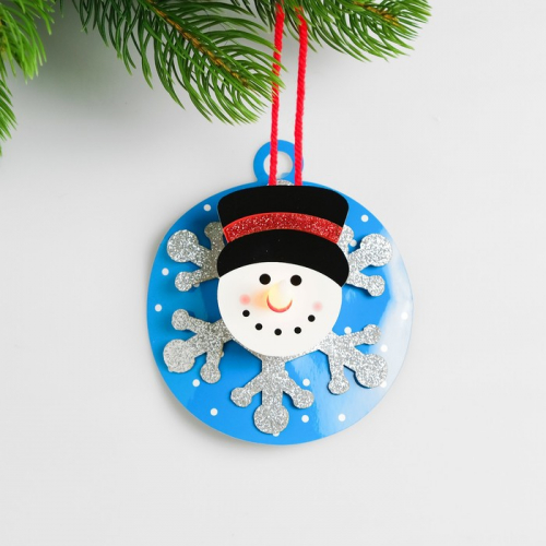 Набор для создания новогодней подвески со светом «Снеговик на шаре»