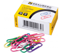 Скрепки 28 мм цветные 100 штук BRAUBERG 220555