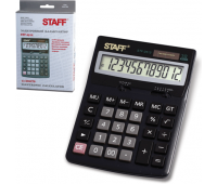 Калькулятор STAFF STF-2512, 12 разрядов, настольный, двойное питание, 170х125мм, 250136