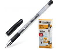 Ручка гелевая чёрная с резиновым упором BRAUBERG 