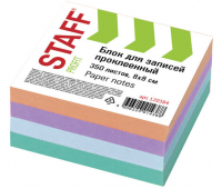 Блок для записей проклеенный, куб 8*8*350л., цветной, STAFF МБ-4Ц, 120384