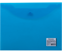Папка-конверт с кнопкой А5 240*190мм, прозрачная синяя BRAUBERG 224027