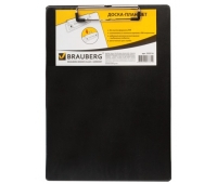 Доска-планшет с верхним прижимом, 22,8*31,8см, картон/ПВХ, черная, BRAUBERG 