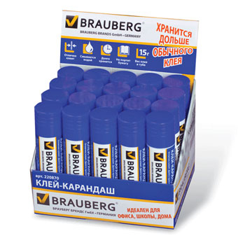 Клей-карандаш 15 г BRAUBERG 220870/229469