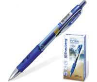 Ручка гелевая автоматическая синяя с резиновым упором BRAUBERG 