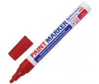Маркер-краска лаковый (paint marker) 4 мм, КРАСНЫЙ, НИТРО-ОСНОВА, алюминиевый корпус, BRAUBERG PROFESSIONAL PLUS, 151446