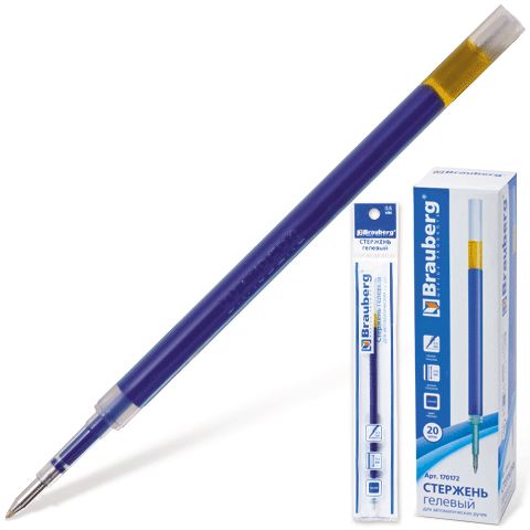 Стержень гелевый синий 110 мм, толщина линии 0,5 мм, BRAUBERG 170172