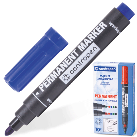 Маркер перманентный синий, круглый наконечник 2,5мм, Centropen 8566 150063/002669